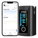 Wellue Bluetooth Pulse Oximeter Fingertip, Blood Oxygen Saturation Monitor with Free APP, Batteries, Carry Bag & Lanyard (Black)