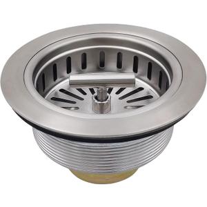 3-1/2 Inch Brushed Nickel Sink Strainers for Kitchen Sink, Stainless Steel Kitchen Sink Drain Strainer Assembly with Strainer Basket And Drain Stopper, US Standard Kitchen Sink Drain Replacement