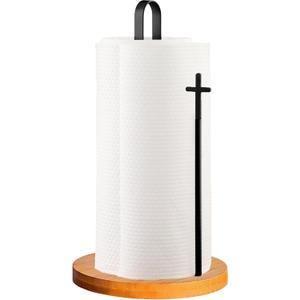 Wood Paper Towel Holder Countertop, TONLEA Kitchen Paper Towel Holder FreeStanding with Non-Slip Base for Kitchen and Bathroom Organization, Kitchen Roll Holder for Standard and Large Rolls