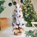 16.5 inch White Christmas Tree Centerpiece Small Tabletop Christmas Tree, White Pine Tree Rustic Mini Christmas Decorations Centerpiece Holiday Kitchen Shelf Decor Xmas Gifts