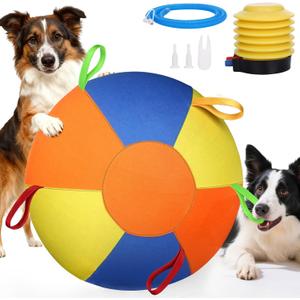 AIERSA Herding Ball for Dogs, Large Dog Ball with Handles for Outdoor Play, Indestructible Training Toy Balls for Australian Shepherd, Interactive Toy Balls for Medium & Large Dogs (Orange + Yellow + Blue)