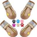QUMY Dog Shoes for Large Dogs, Medium Dog Boots & Paw Protectors for Winter Snowy Day, Summer Hot Pavement, Water-Resistant in Rainy Weather, Outdoor Walking, Indoor Hardfloors Skid-Resistant Sole, Khaki, Size 7: 2.8''x3.2"(W*L) (Pack of 4)