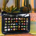 Portable Enamel Pin Trading Book & Display Bag, 6-Page Portable Display Bag for Collectors, Travel Brooch Organizer with Transparent PVC, Holds 300+ Pins.(6 Black Pages 5 SPacers,Without Accessories)