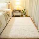 Softlife Area Rug for Bedroom, Fluffy Shag Plush 3x5 Cream Rugs for Living Room Girls, Shaggy Throw Soft Fuzzy Small Kids Carpet for Dorm Bedside Ultra Cozy Non-Slip Indoor Decor