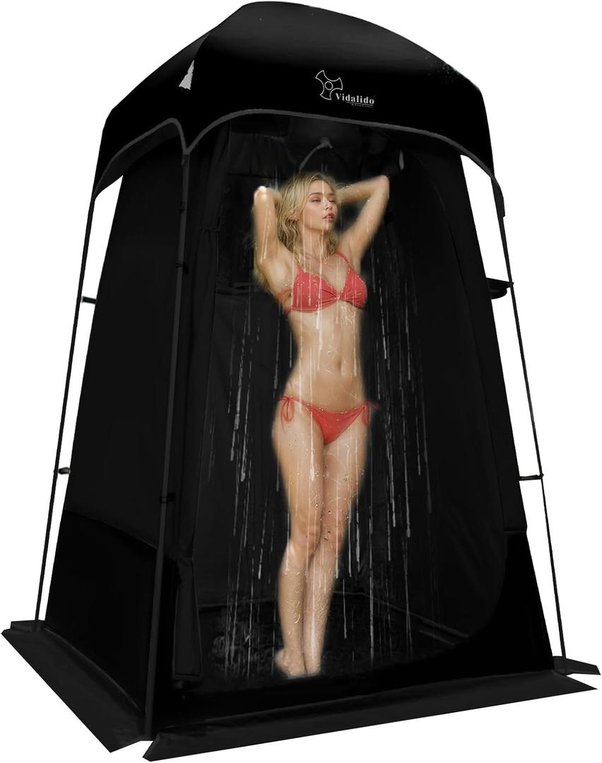 Outdoor Shower Tent Changing Room Privacy Portable Camping Shelters (Black)