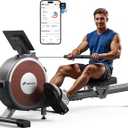 MERACH Rowing Machines for Home, Magnetic Rowing Machine with 16 Levels, Rower Machine of Quiet Resistance, Dual Slide Rail with Max 350lbs Weight Capacity, App Compatible