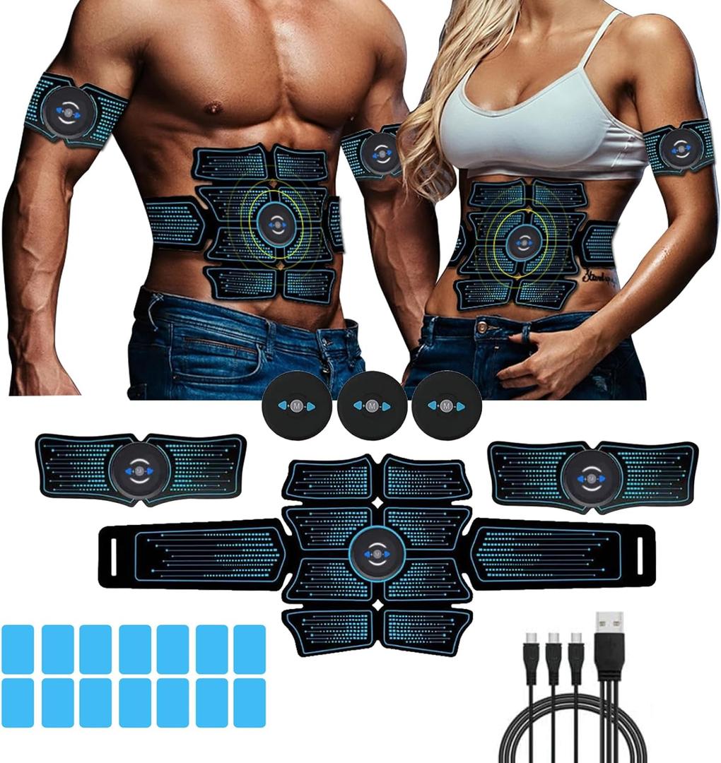 Ab Stimulator, Ab Machine, Tactical x Abs Stimulator, Abdominal Belt Fitness Portable Ab Stimulator, All-in-one MHD TENS Portable Fitness Workout Equipment for Men and Women, black