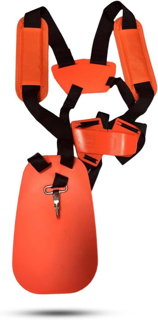 Weed Eater Strap – Padded Single & Double Shoulder Harness for String Trimmer – Adjustable Strap for Weed Wacker, Brush Cutter – Black/Orange Options (High-end Model - Orang)