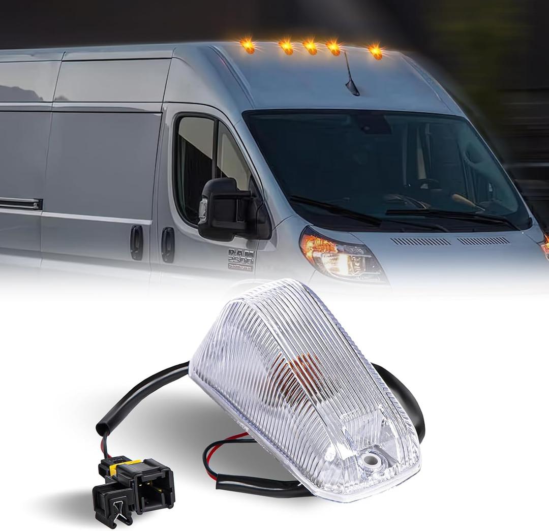 1PCS Cab Roof Top Marker Lights Clearance Running Lamps for 2014-2023 Dodge Ram ProMaster 1500 2500 3500 with OE Socket, Halogen Bulb Clear Len