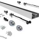 JUBEST 4FT/48 Heavy Duty Bypass Door Hardware with Soft Close Mechanism, Sliding Closet Door Hardware Set for 2 Door System, Smoothly and Quietly, Fit Door Thickness 1 3/8" or 1 3/4", Easy to Install