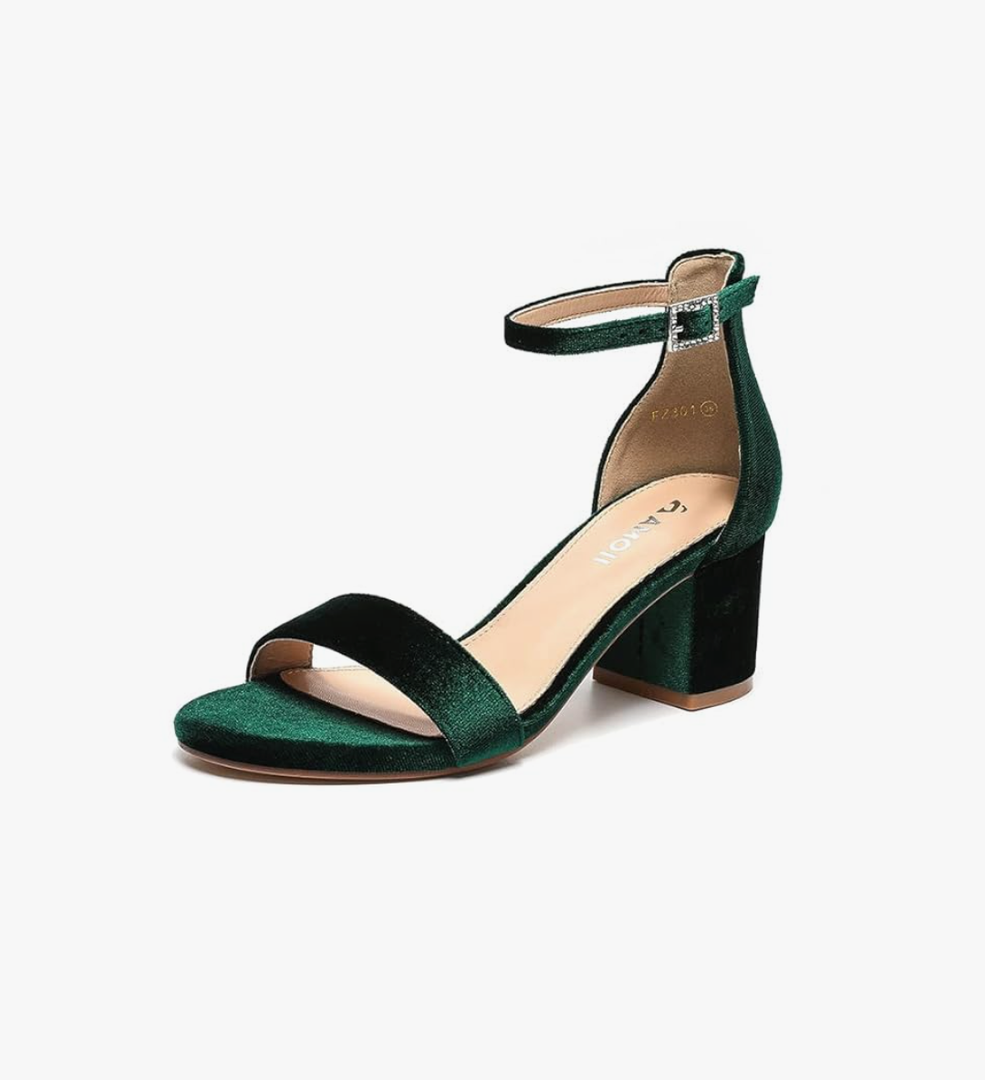 Amoji Women's 2.5 Inch Low Heel Ankle Strap Dressy Sandals 301 Size 40
