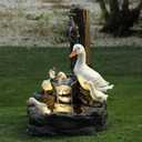 Outdoor Duck Fountain Ornaments with Solar Light, Garden Duck/Squirrel Statue, Yard Art Water Fountain Decoration, for Lawn Yard Patio Pond or Yard5.91inx3.94in