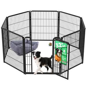 FXW Homeplus Unleashed Indoor Dog Playpen - Stress-Free and Safe Play, Heavy Duty 32 Inch 8 Panels Dog Pen for Small and Medium Dogs, Black│Patented