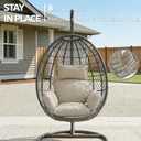 Outdoor Egg Chair Cushion with 8 Securing Straps, Water-Repellent & Fade-Resistant, Removable Cover, Replacement Cushion for Most Single Hanging Swing Egg Chairs Cream