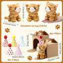10 Set Kittens Stuffed Animals Bulk with 10 Birthday Hats 10 Kraft Paper Boxes Mini Plush Toys Small Stuffed Cat Pet Gifts for Kids, School Birthday Animal Decor(Cute Style)