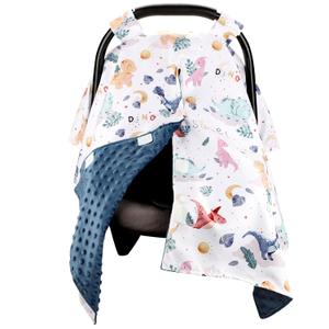 Baby Car Seat Cover for Boy, Minky Warm Winter Car Seat Covers for Babies, Peekaboo Opening Infant Car Seat Cover, Nursing Cover Carseat Canopy, Cute Dinosaur