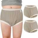 2 PCS Carer Adult Diaper Covers Noiseless Leakproof Underwear Cover Durable, Lightweight Waterproof Underwear for Incontinence (Beige) L