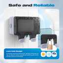 Outdoor Power Outlet Box with 16.4FT Extension Cord, IP66 Waterproof NEMA 5-15R Dual Plug 14 AWG SJTW, Lockable Cover, On/Off Switch & LED Indicator for Garden, Yard, Patio, RV, Pool & Sports Fields