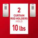 Command 10 lb Satin Nickel Curtain Rod Hooks, 2 Hangers and 4 Strips, No Drilling Home Decor and Room Decor, Use with Rod Diameters 0.5-0.75"