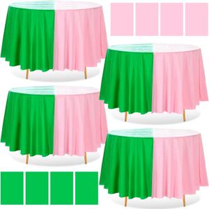 Ganeen 6 Pcs Witch Party Pink Green Tablecloths Disposable 84 Inch Plastic Round Table Cover Witch Princess Party Waterproof Table Cloths for Halloween Bachelorette Baby Shower Birthday Decorations