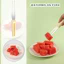 3 x 3-in-1 Watermelon Fork Slicer Cutter, Stainless Steel Watermelon Slicer Fork Melon Cutter Knife Fruit Watermelon Cutting Tool Multifunctional Portable Home Kitchen Gadgets (Beige)
