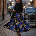 Womens Plus Size Midi Dress Semi Formal Dresses Church Outfits A line Skater Modest Flowy Summer Clothes Ladies Suits Cocktail S (Black, S)