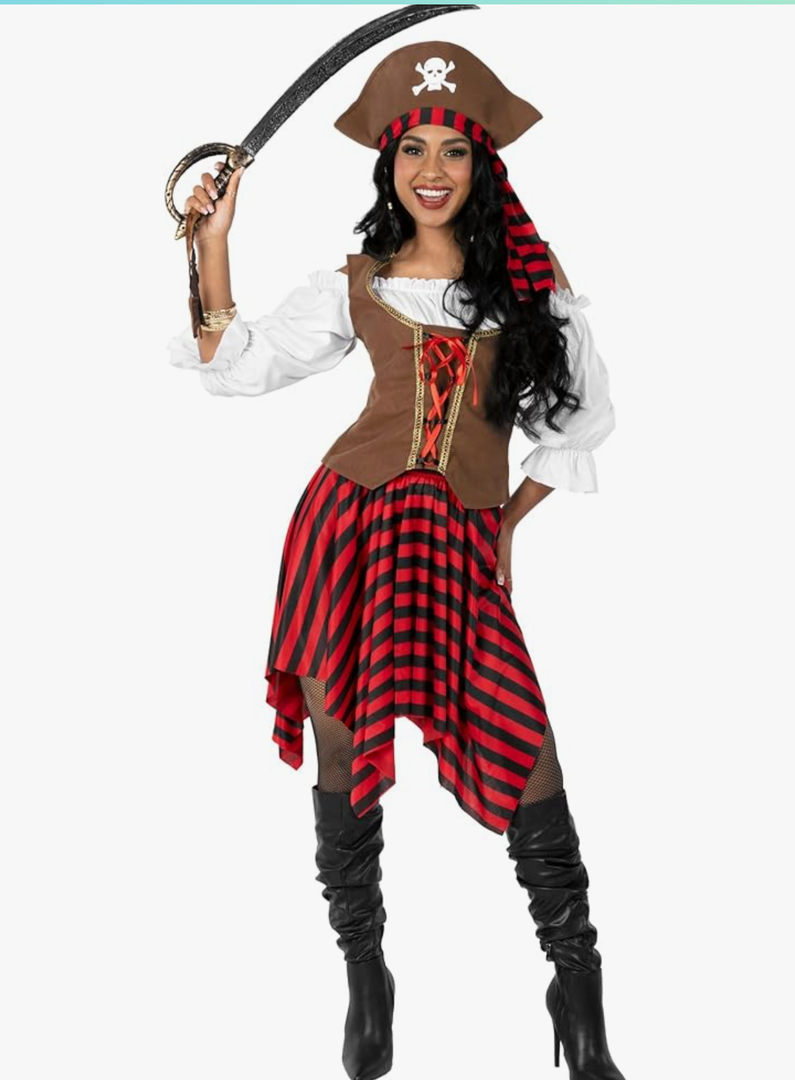 fun shack Women's Pirate Costume - Adult Pirate Wench Outfit for Halloween, Dress Up, Themed Parties, Cosplay