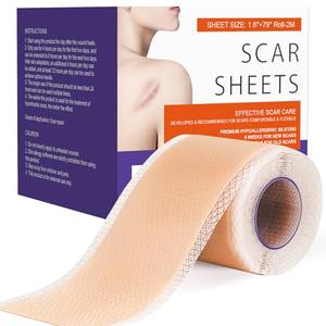 Women's Medical Soft Silicone Scar Sheets(1.6”x79”),Keloid Bump Removal,Keloid Scar Treatment hydrocolloid roll,Silicone Scar Tape for Surgical Scars Wrinkles, Pack of 2