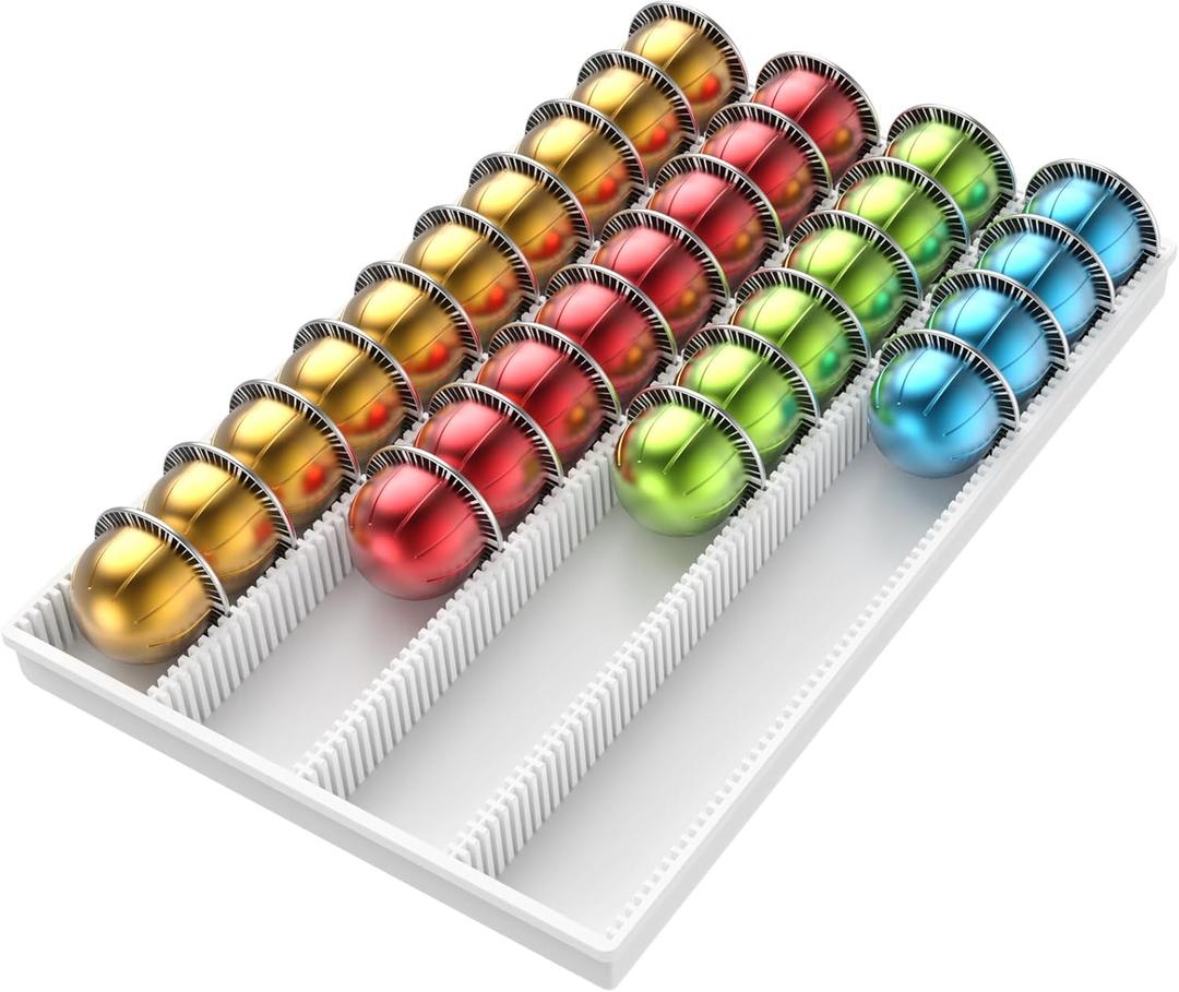 Coffee Pod Storage Holder Drawer Insert for Counter Compatible Nespresso Vertuo Vertuoline Capsules for Home, Office, Coffee Stationwhite)