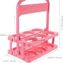 Milisten Portable Drink Carrier 6 Cup Foldable Plastic Cup Holder Reusable Beverage Deliverys Holder Beer Bottle Holder with Handle for Party Restaurant (Pink)