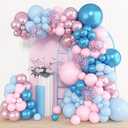 Amandir 153pcs Pink Blue Balloon Garland Arch Kit, Different Sizes 18 12 10 5 inch Metallic Pink Blue Latex Confetti Balloons for Boy Girl Gender Reveal Neutral Baby Shower Birthday Party Decoration