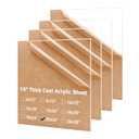 KINLINK 20x24 Plexiglass Sheets 1/8 inch Thick, 3mm Clear Cast Acrylic Sheet, Plastic Board for DIY Project, Craft, Window Glass, Table Top, Picture Frame, Acrylic Sign and Wedding Invitation 4 Pack