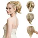 Claw Clip in Ponytail Extensions Short Hair Pieces for Women Messy Fake Bun Style Hairpieces (Dirty Blonde)