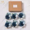 Meldel Navy Blue Wrist Corsage, Set of 6, Homecoming Wrist Flower for Girl/Mother, Perfect for Bride Bridesmaids Wedding Guests Hand Flower, Proms, Party, Ceremony Anniversary