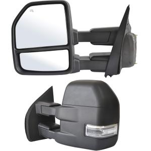 Towing Mirrors fit for 2015 2016 2017 2018 2019 2020 Ford F150 Pickup Truck LED Turn Signal Lights Temperature Sensor Heated Defrost Power Glass Foldaway 8 Pin Plug, pair