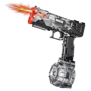 Electric Water Gun with LED Flash & USB-C Charging, Designed for Epic Aquatic Fun, Automatic Squirt Guns 25-30 FT Range, Realistic Water Pistol for Summer Outdoor Backyard Water Theme Party Toys (1P, Black)