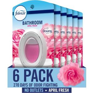 Febreze Bathroom Air Freshener, Odor-Fighting, Downy April Fresh, 6ct