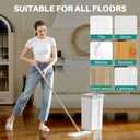 JOYMOOP Microfiber Flat Mop and Bucket System, Mops for Floor Cleaning and Wall Cleaner, Hardwood, Tile, Laminate, Vinyl Floors, Smooth Walls, and Glass Windows - 50" Flat Mop+1 Microfiber Pad[White]