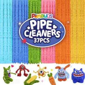 12 Pcs 39 Inches 6 Colors Pipe Cleaners Craft Set Jumbo Chenille Stems Pipe Cleaners Kit for Beginners Jumbo Thick Fur DIY Dog Kit Chenille Stems