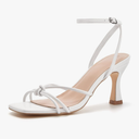 LAICIGO Women's Square Open Toe Heeled Sandals Stiletto Kitten Heel Ankle Buckle Strap Slingback Summer Dress Sandals 7,5