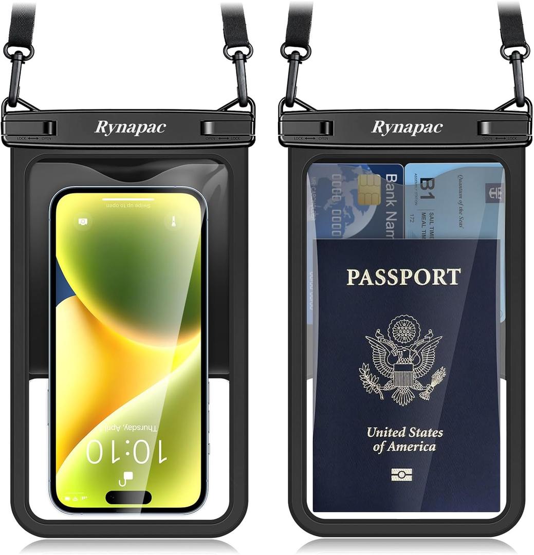 Waterproof Phone Pouch - 8.5in Waterproof Phone Case with Lanyard, IPX8 Cell Phone Dry Bag Beach Essentials for iPhone 16 15 14 13 12 Pro Max, Galaxy S24 S23 S22 S21 Ultra, 2 Pack