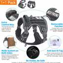 Beebiepet Heavy Duty Tactical Dog Harness for Large Dogs, No Pull Adjustable Pet Harness Reflective Service Training Easy Control Pet Vest Military K9 Working Dog Harnesses- Large, Black