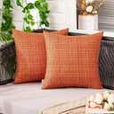 MIULEE Outdoor Waterproof Throw Pillow Covers Decorative Farmhouse Water Resistant Cushion Covers for Tent Patio Garden Couch Sofa Pack of 2, 18x18 Inch Orange