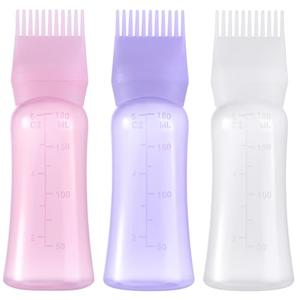 Root Comb Applicator Bottle 6 Ounce Hair Oil Applicator for Hair Dye, Hair Oiler Comb Bottle with Graduated Scale 2 Pack
