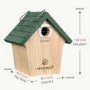Kingsyard Wooden Bird House with Predator Guard, Wren Bird Nesting for Outdoor, Garden Patio Nest Box for Wild Bird Watching, Green