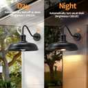 16 Inch Dome Dusk to Dawn Gooseneck Barn Light Outdoor, Large Farmhouse Exterior Light Fixture Wall Mount, Industrial Outdoor Wall Sconce Outside Lantern for House, Porch, Garage, Entryway, Black