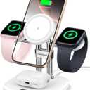 Dual Fast Charger for Apple Watch 11, Magnetic Wireless Charger Stand for iPhone Air/17 Pro Max/17 Pro/17/16/15/14, Charging Station for Apple Watch Ultra 3/SE 3/10/9/8/7/6, Airpods, SwanScout 709M (White)