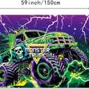 186Pcs Monster Truck Birthday Decorations, Monster Truck Balloon arch, Monster Truck Party Decorations, include Balloon arch, Banner, Backdrop, Cake Toppers, Tableware, Tablecloth