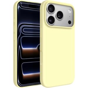 Newseego for iPhone 17 Pro Case with Camera Control Button, Solid Color Liquid Silicone Case for Women Girls Men Anti-Scratch Lining Shockproof Drop Protective Cover for iPhone 17 Pro-Yellow