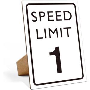 Race Car Birthday Decor, Speed Limit Sign, Fast One, Race Car Birthday Party Decorations, 811 Wooden Play Sign with Stand, Let's Go Racing Party Supplies for Boy Race Fans - LP062